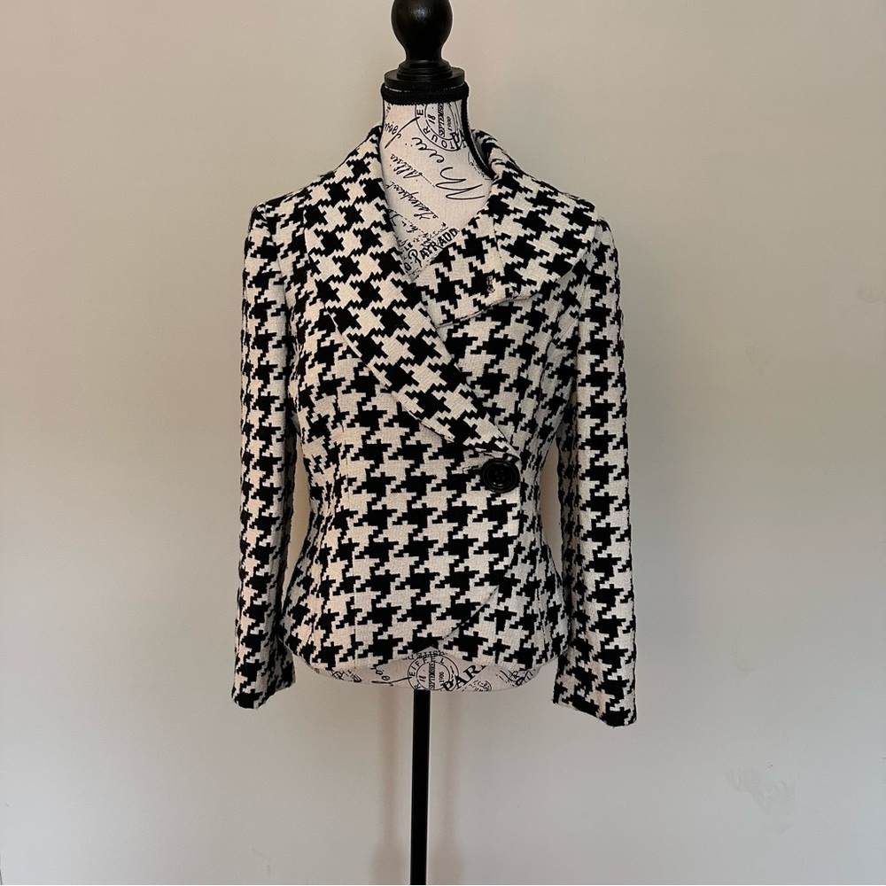 Ellen Tracy Monochrome Houndstooth Jacket